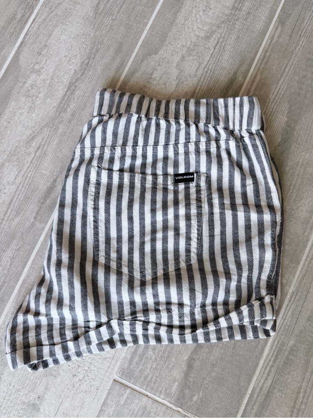 Volcom Black and White Striped Pull-On Shorts